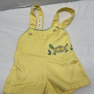 Vintage Thomas Yellow Polyester Cotton Turtle Romper 12 Months One Piece Unisex